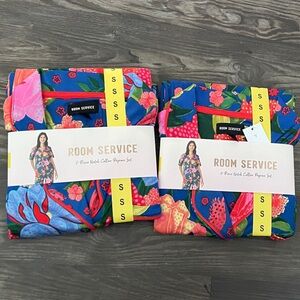 Room Service Floral Pajama Set - Bright Blue & Pink set of 2 packs